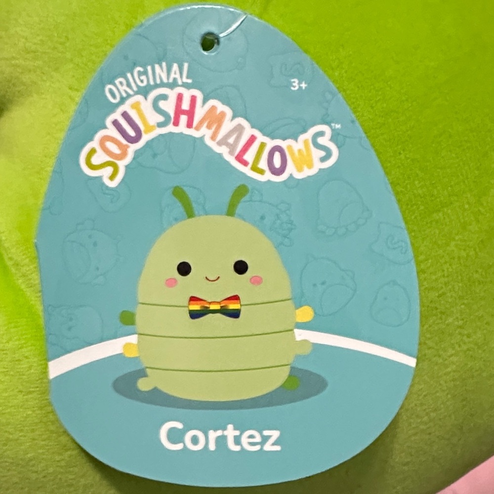 Squishmallows Cortez Green Plush with Rainbow Accent
